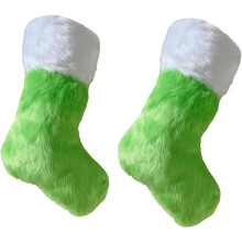 Faux Fur Christmas Stockings Green White 2-Pack