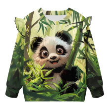 Girls Bamboo Panda Sweatshirt Long Sleeve Crewneck Pullover