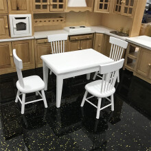 Dining Table And Wooden Chair Model Set For 1:12 Dollhouse, Miniature Furniture For White Garage Kits, Realistic Design