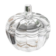 Halloween Pumpkin Glass Candy Jar - Clear Cookie Storage Container With Lid, Trinket Organizer, Table Centerpiece Bowl, For Party Home Decor
