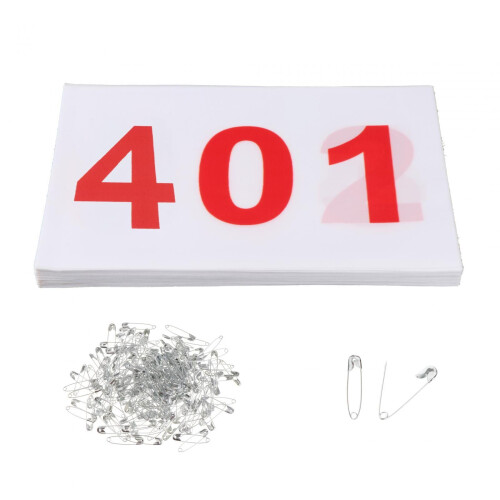 100 dossards de course réutilisables avec épingles, numérotés de 401 à 500. 1