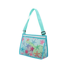 Mesh Beach Bags Beach Toy, Shell Collecting Bags for Kids Colorful Seashell Bags with Adjustable Strap, for Boys and Girls (Light blue)