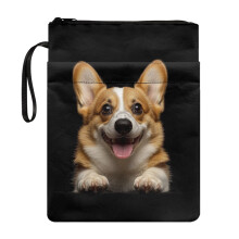 Dog Pattern Book Cover Sleeve – Polyester, Zip Closure,