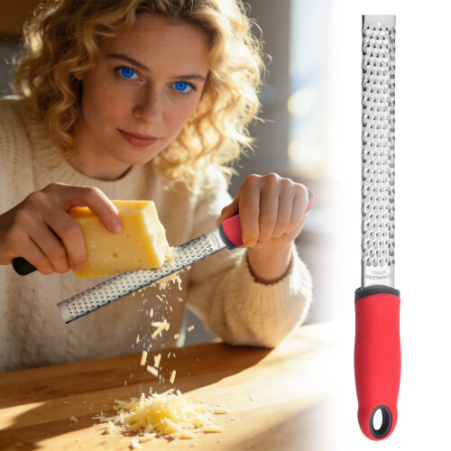 Tool Cheese, Multi-Function Tool Cheese, Stainless Cheese Grater & Ergonomic Soft Black Handle Silver Kitchen Tool for Cheese 1