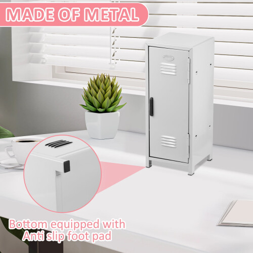 Rustproof Mini Locker with Lock & Key, Portable Desktop Storage Cabinet with Compartments – Compatible with Small Spaces 1