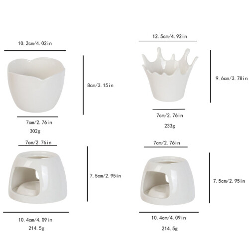 Ceramic Fondue Cup Set with Butter Warmer 6 pcs 2