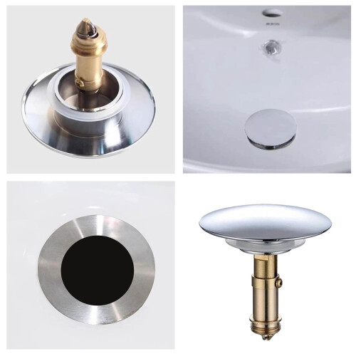 Universal 66mm Push Bath Plug with 28mm Bouncing Core Metal Stopper for Drains 1