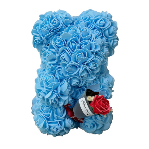 Sky Blue Rose Ornament Plastic Bouquet Decor 1