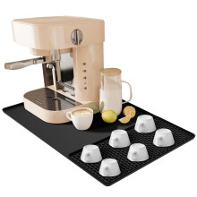 Silicone Coffee Bar Mat Heat Resistant Detachable Espresso Machine Mat With Raised Edge for Home Kitchen Countertop