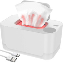 JOR Portable & Silent USB Baby Wipe Warmer and Baby Wet Wipes Dispenser with Night Light, Pink