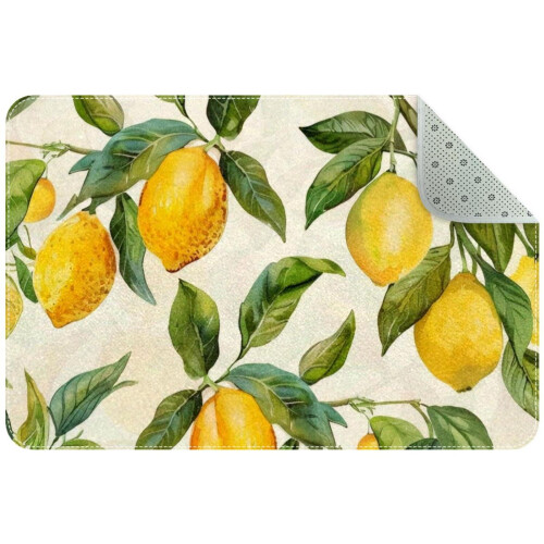Yellow Lemon Tree Area Rug, Non-Slip Washable Floor Mat