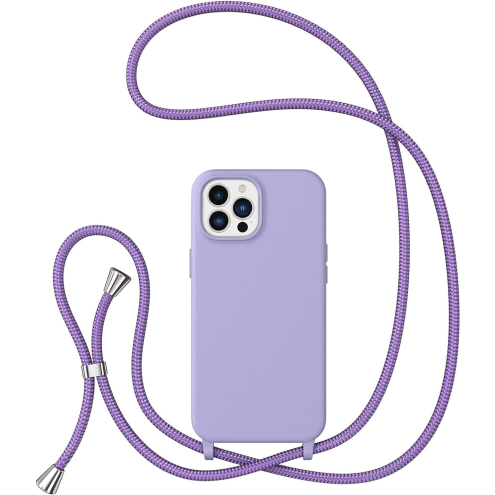 Liquid Silicone Crossbody Case For Iphone 15 Pro (6.1"), With Adjustable Lanyard Strap Â Compatible With Iphone 15 Pro Purple 9558830193986