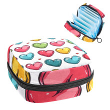 Sanitary Napkin Storage Bag with Seamless Hearts Pattern – Portable Pad/Tampon Bag for Teens & Women, Compatible with All Pads