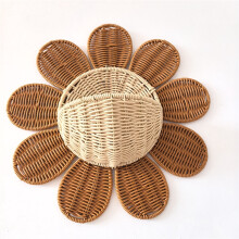 Nordic style rattan basket entry key storage basket bathroom sun flower retreat basket children's room decoration wall hanging basket