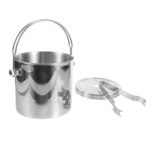 Beverage Bucket Stainless Steel with Ice Tong for Home Use 1 Set 15.7x15.7x6.3in