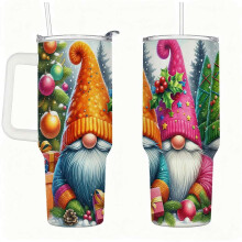Weihnachtswichtel-Trinkbecher mit Deckel und Strohhalm, bunter Weihnachtswichtel-Reisebecher