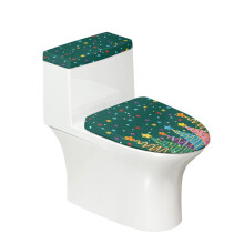 Christmas Tree Star Pattern Adds Holiday Charm for Bathroom Home Comfort, Elastic Bottom Polyester Toilet Lid Cover, Soft, Universal, 2 Piece