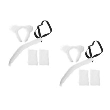 2Pcs White Animal Ears and Tail Plush Wolf Costume Accessories Women