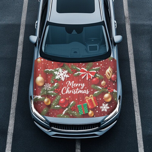 Capa protetora de Natal para capô de carro, elástica e compatível com a maioria dos sedãs e caminhonetes, 39,37 x 59,05 polegadas.