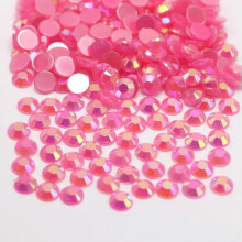 1000pcs 6mm Jelly AB Crystal Glatback Resin Round Rhinestones Glue on Gem-Hot Pink AB