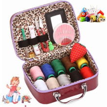 Wondolla Sewing Kit with Big Eye Steel Needles, Portable Faux Leather Case, Travel Essentials for Beginners & Embroidery (Purple)