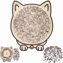 135-Piece Morandi Cat-Shaped Wooden Jigsaw Puzzle – Creative Gift for Cat Lovers & Home Decor, Compatible with Cat-Themed Displays