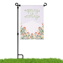 Bandiera da giardino in juta a doppia faccia con decorazioni floreali rosa, primavera/estate, per esterni, 30 x 45 cm.