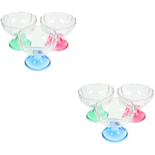 6St Voetkom Plastic Assorti Kleuren Voor Ijs, Dessert En Melkshake