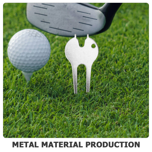 Golf Hole Maintenance Tools Divot Fork Metal Silver 5Pcs with Portable Design 2
