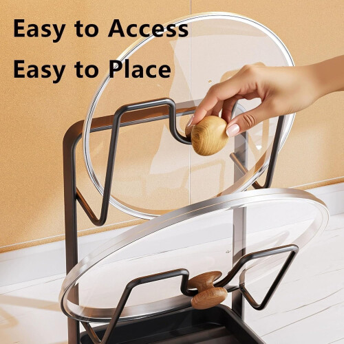 Leutsin Countertop Pot Lid Holder with Spoon Rest Gray 2