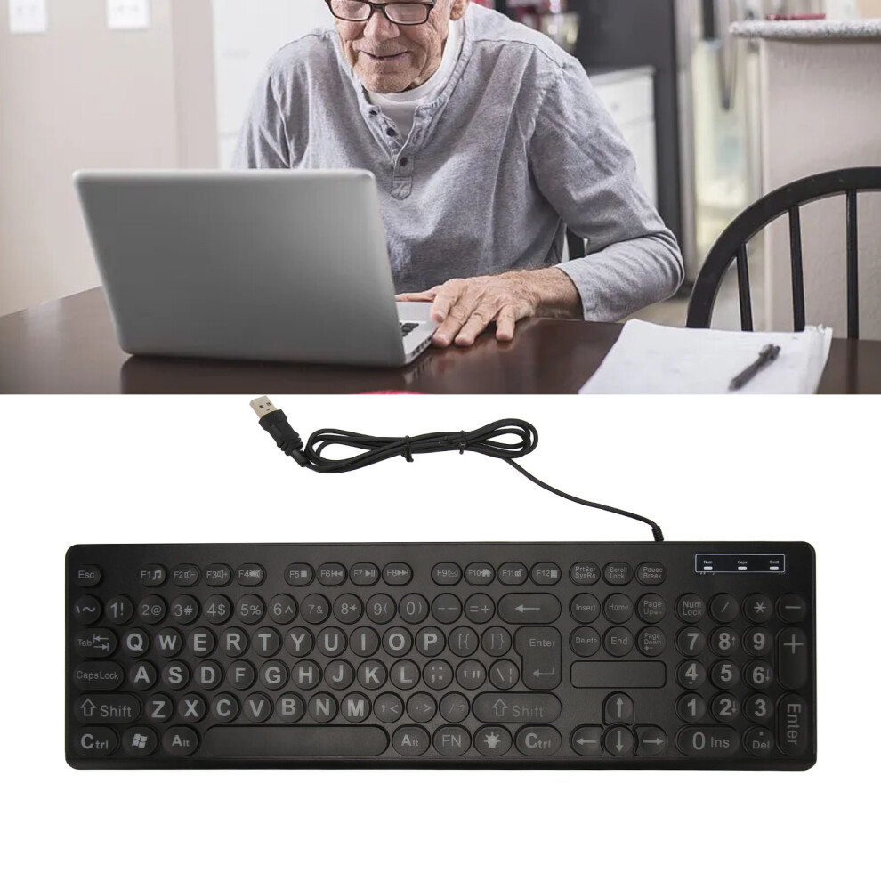 104-Key Wired Backlit Large Print Keyboard For Elderly & Visually Impaired 4151387599499