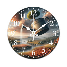 Retro Mute Wall Clock with Nature Pattern – Battery Powered, Compatible with Home, Living Room, Kitchen & Office Decor