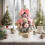 Pink tabletop Christmas tree with ornaments and lights 12 5