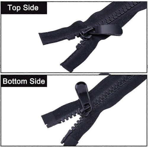 Black Heavy-Duty Double-Slide Zipper 150cm 1 Pc 2