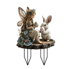 Décorations de jardin en forme d'œuf, motif lapin de Pâques, 30 cm, avec piquets – Décoration extérieure mignonne et colorée pour le jardin,