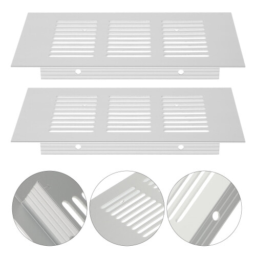 FRCOLOR 6 Pcs Rectangular Cowl Grille Rectangular Air Vent Baby 15X8X1.5CM Silver 2