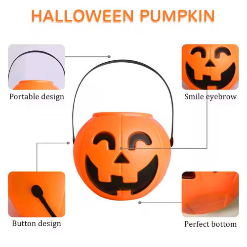 Plastic Pumpkin Candy Bucket 17 x 13.5 cm 2