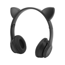 P47M Wireless Headphones Cat Ear LED Light 400mAh Battery Game Music Black
