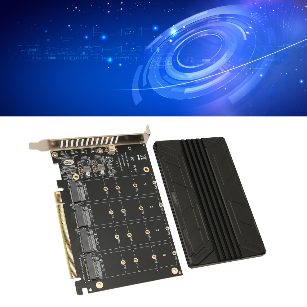 Quad M.2 Nvme To Pcie Adapter Â Aluminum Alloy, 4X 32Gbps, Pcie 4.0 5021387598275