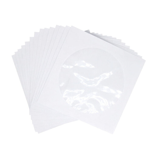 CD DVD Discs 100Pcs White Rectangular Storage Pouch with Classical Design for Home Cinema 1