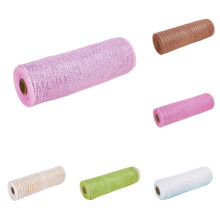 6 Rolls 10"x33ft Metallic Foil Burlap Deco Mesh Ribbon for Wreaths, Swags, Crafts, Parties, Christmas Trees – Compatible with DIY