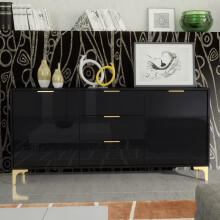Sideboard Goldline Gloss 140cm - Glossy Black