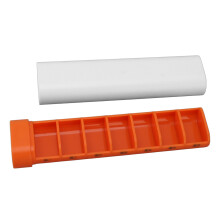 Portable 7-Day Medicine Organizer Box, 17.6x4.4x2.6cm, White & Orange