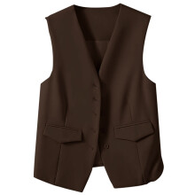 Débardeur pour femme, gilet d'automne et d'hiver, petit gilet de costume, gilet grande taille pour femme (café, XXL)