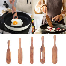 Wooden Kitchen Utensils Set of 5, Compatible with Non-Stick Cookware – Spurtle, Spatula, Stirring & Serving Tools