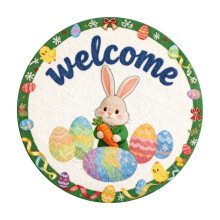 Round Easter Bunny Welcome Mat – Absorbent & Wear-Resistant, 40/60/80cm Sizes, Compatible with Easter Decor