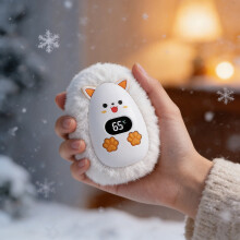 Oplaadbare pluche handwarmers, 10 x 7,5 cm, 3 warmtestanden, draagbare handwarmer, ideaal als cadeau voor dames en heren – geschikt voor USB-opladen