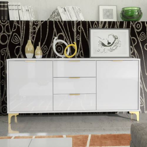 Sideboard Goldline Gloss 140cm - Glossy White