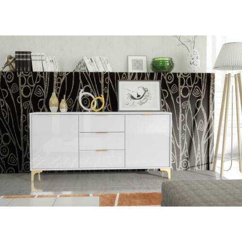 Sideboard Goldline Gloss 140cm - Glossy White 1