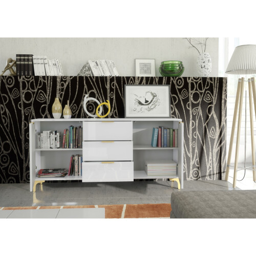Sideboard Goldline Gloss 140cm - Glossy White 2
